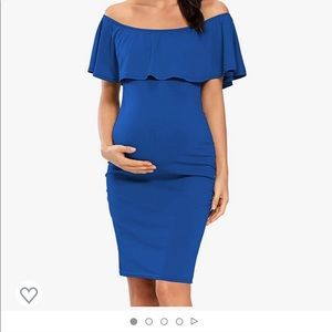 Blue maternity strapless dress